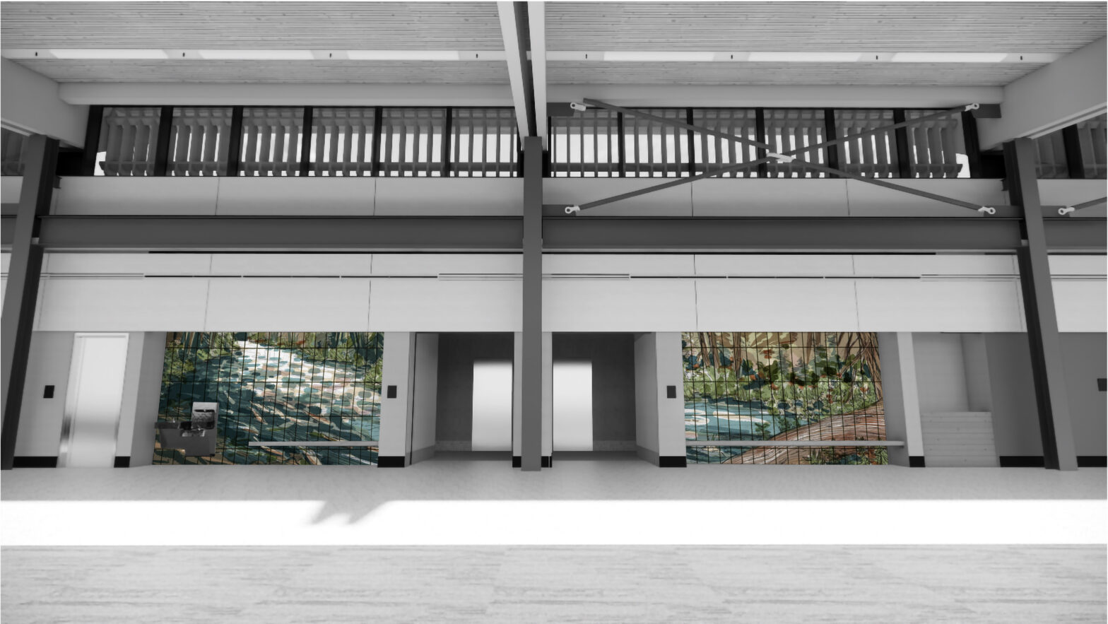Proposed artwork by Aya Morton. Hand painted title featuring the Metolius river and surrounding forest.